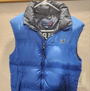 American Eagle Down Filled Puffer Vest Blue Unisex XS